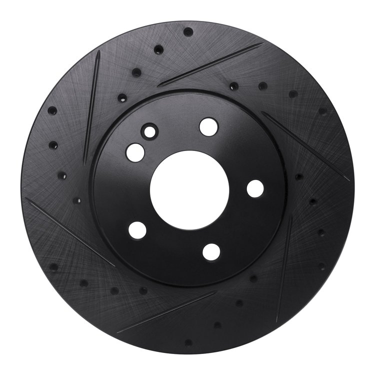 633-63158L Drilled/Slotted Brake Rotor [Black], Fits Select Mercedes-Benz, Position: Front Left