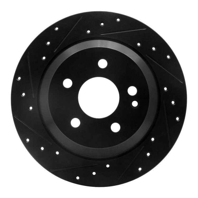 633-63161L Drilled/Slotted Brake Rotor [Black], Fits Select Mercedes-Benz, Position: Rear Left