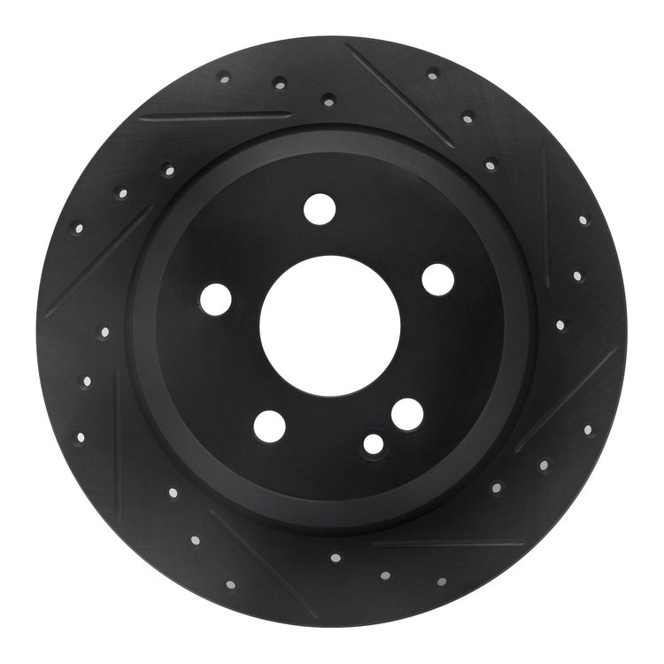 633-63161R Drilled/Slotted Brake Rotor [Black], Fits Select Mercedes-Benz, Position: Rear Right