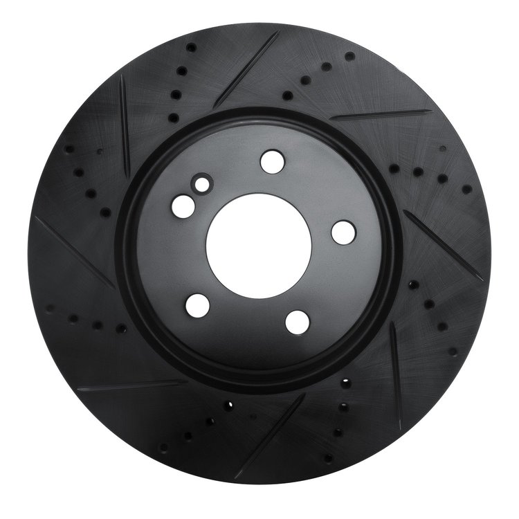 633-63162L Drilled/Slotted Brake Rotor [Black], Fits Select Mercedes-Benz, Position: Rear Left