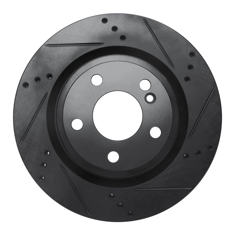 633-63163R Drilled/Slotted Brake Rotor [Black], 2014-2019 Mercedes-Benz, Position: Rear Right