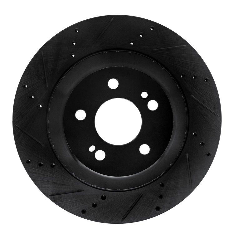 633-63165L Drilled/Slotted Brake Rotor [Black], 2015-2021 Mercedes-Benz, Position: Rear Left