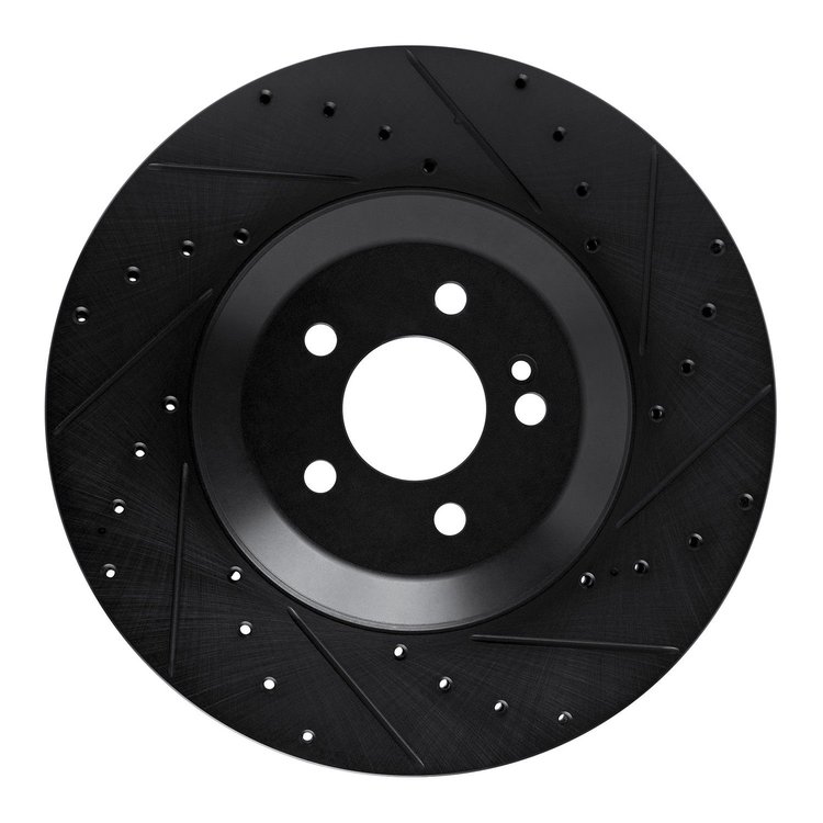 633-63166R Drilled/Slotted Brake Rotor [Black], Fits Select Mercedes-Benz, Position: Rear Right