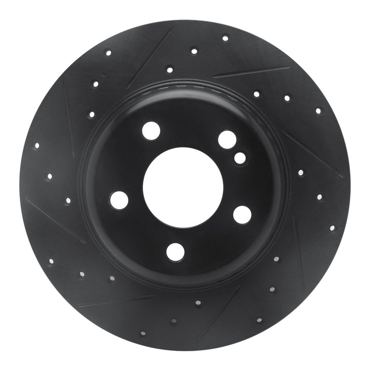 633-63173L Drilled/Slotted Brake Rotor [Black], 2015-2021 Mercedes-Benz, Position: Rear Left
