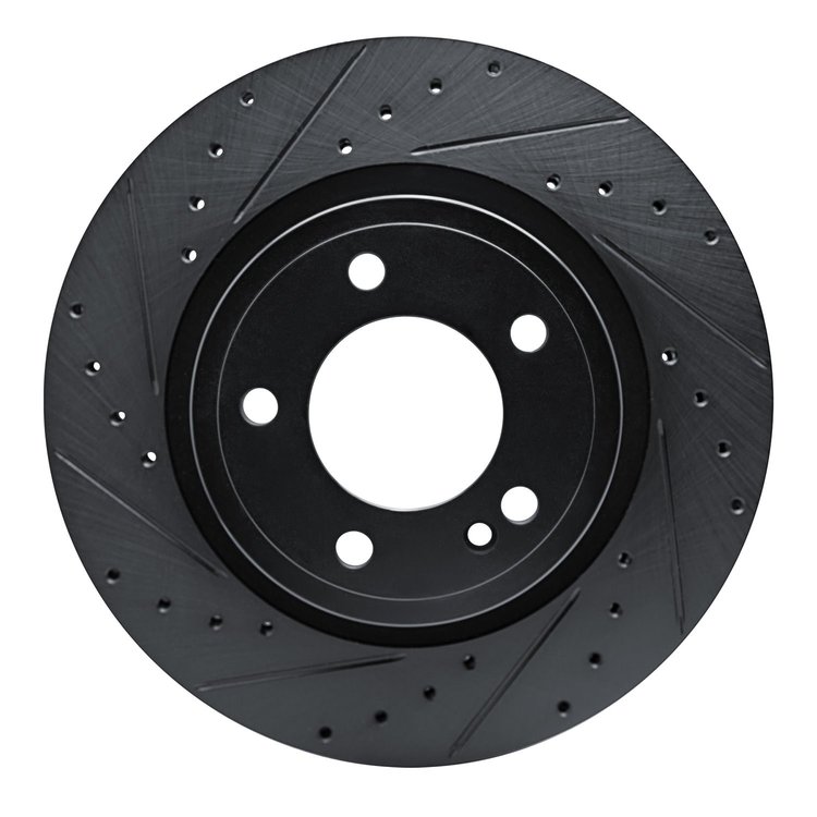 633-63177L Drilled/Slotted Brake Rotor [Black], Fits Select Mercedes-Benz, Position: Rear Left