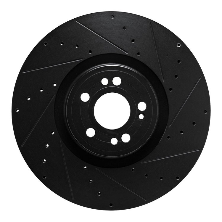 633-63180R Drilled/Slotted Brake Rotor [Black], Fits Select Mercedes-Benz, Position: Front Right