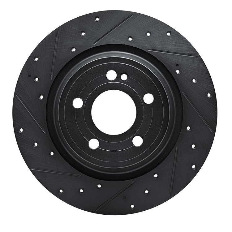 633-63187L Drilled/Slotted Brake Rotor [Black], Fits Select Mercedes-Benz, Position: Rear Left