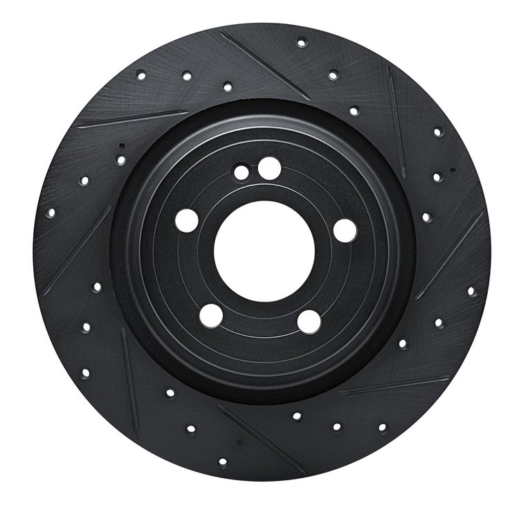 633-63187R Drilled/Slotted Brake Rotor [Black], Fits Select Mercedes-Benz, Position: Rear Right