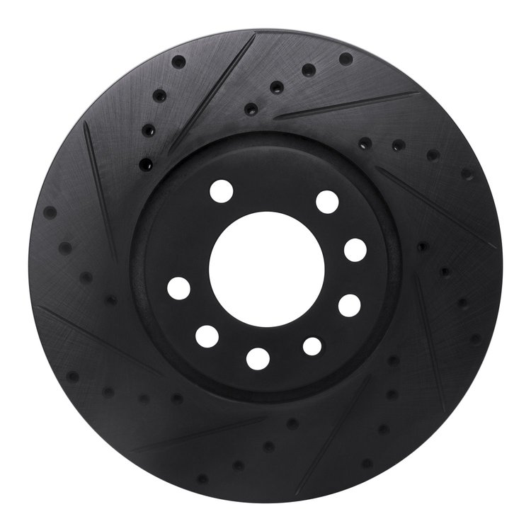 633-65016L Drilled/Slotted Brake Rotor [Black], 2003-2011 GM, Position: Front Left