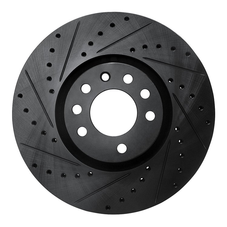 633-65019L Drilled/Slotted Brake Rotor [Black], 2003-2011 GM, Position: Front Left