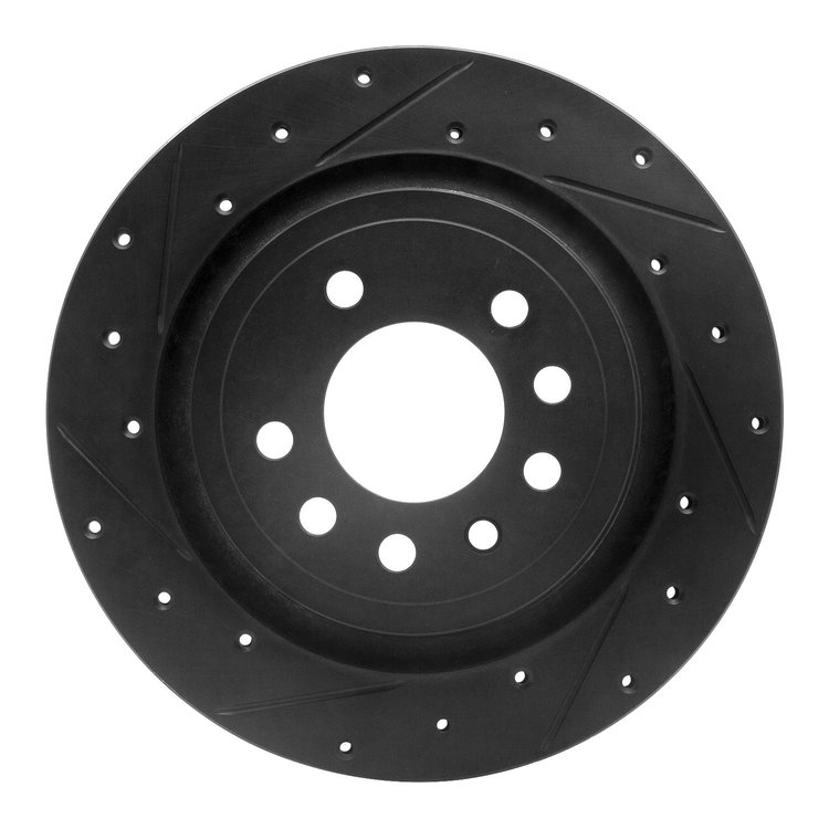 633-65020L Drilled/Slotted Brake Rotor [Black], 2008-2011 GM, Position: Rear Left