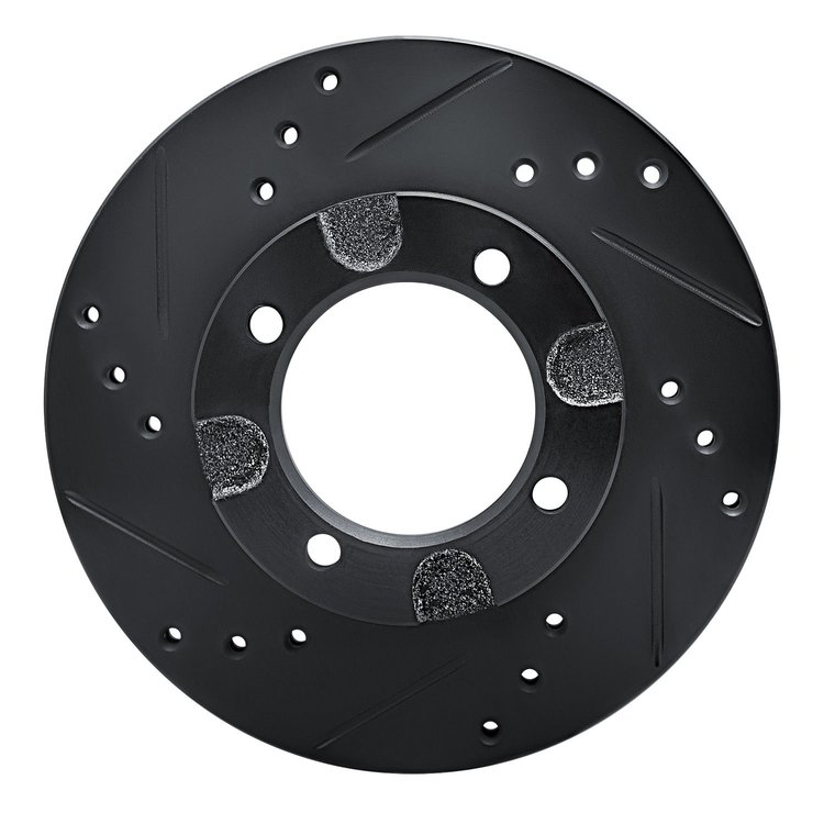 633-67014L Drilled/Slotted Brake Rotor [Black], 1982-1986 Infiniti/Nissan, Position: Front Left