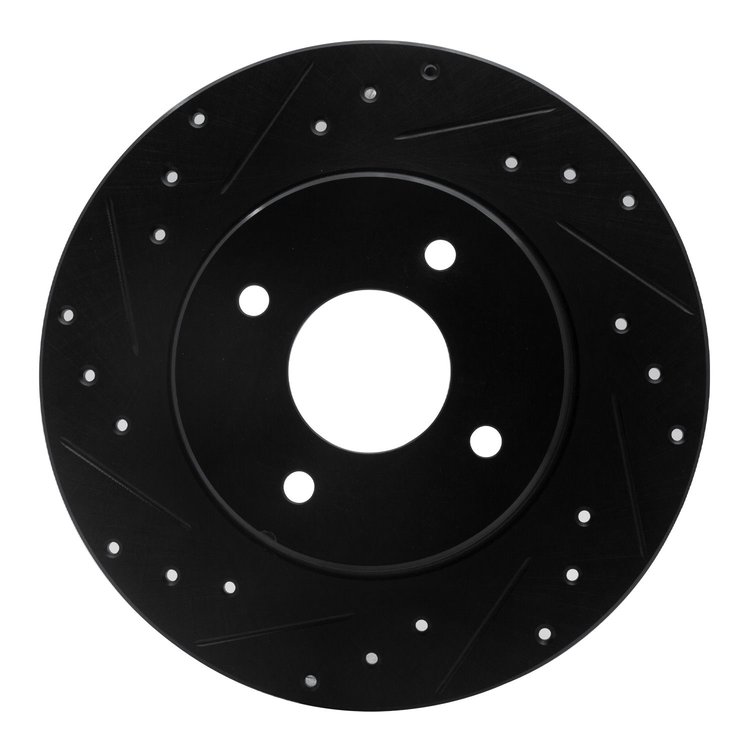 633-67015L Drilled/Slotted Brake Rotor [Black], 1984-1985 Infiniti/Nissan, Position: Rear Left
