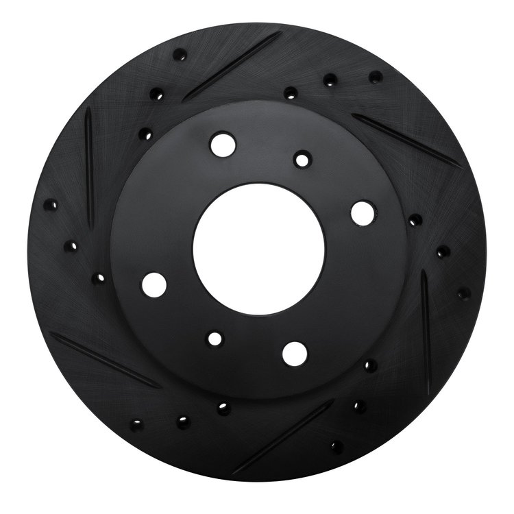 633-67022L Drilled/Slotted Brake Rotor [Black], 1985-1989 Infiniti/Nissan, Position: Front Left