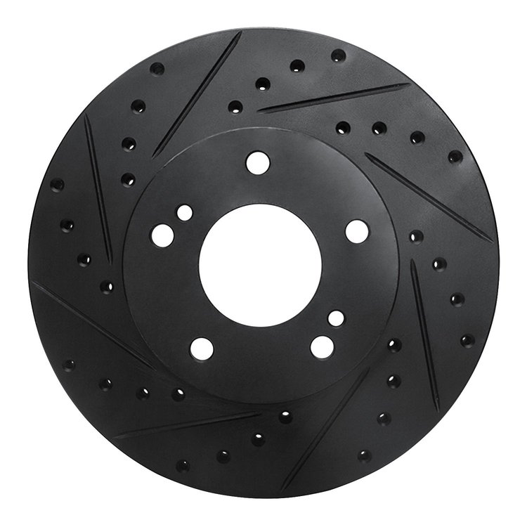 633-67025L Drilled/Slotted Brake Rotor [Black], 1987-1989 Infiniti/Nissan, Position: Front Left