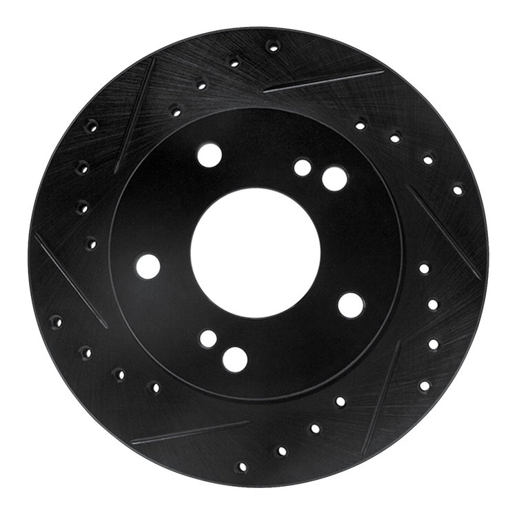 633-67042L Drilled/Slotted Brake Rotor [Black], 1994-1996 Infiniti/Nissan, Position: Front Left