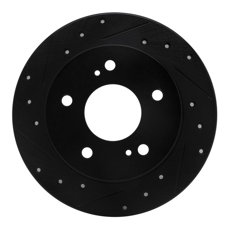 633-67046L Drilled/Slotted Brake Rotor [Black], 1994-1998 Infiniti/Nissan, Position: Rear Left