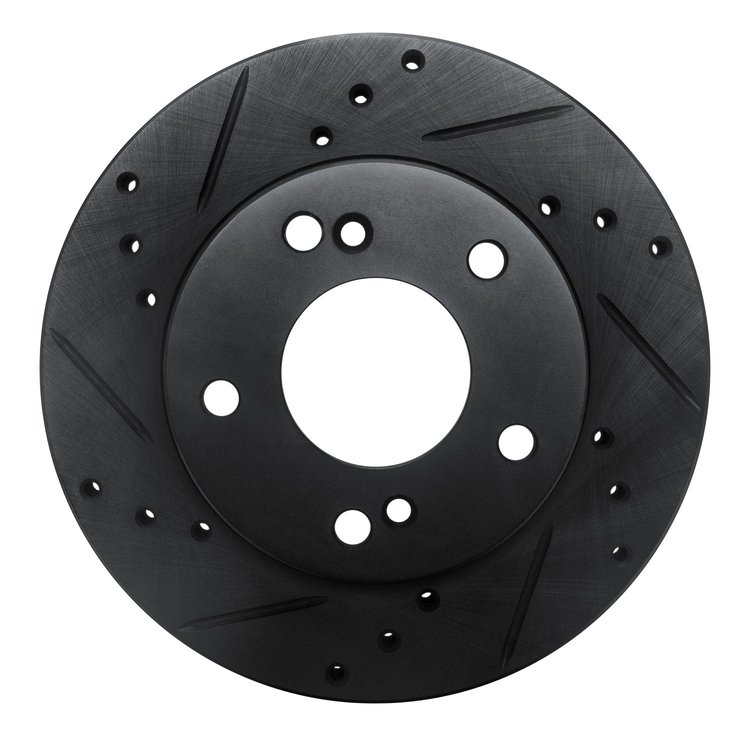 633-67047L Drilled/Slotted Brake Rotor [Black], 1996-1998 Infiniti/Nissan, Position: Front Left