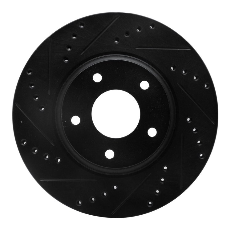633-67049L Drilled/Slotted Brake Rotor [Black], 2002-2006 Infiniti/Nissan, Position: Front Left