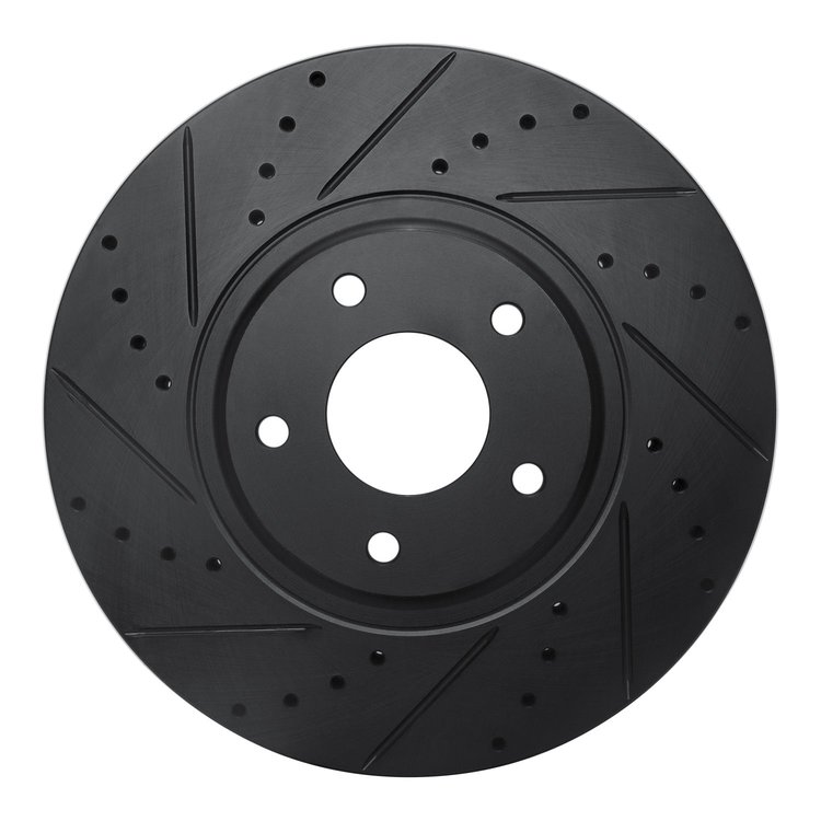 633-67051L Drilled/Slotted Brake Rotor [Black], 2003-2005 Infiniti/Nissan, Position: Front Left