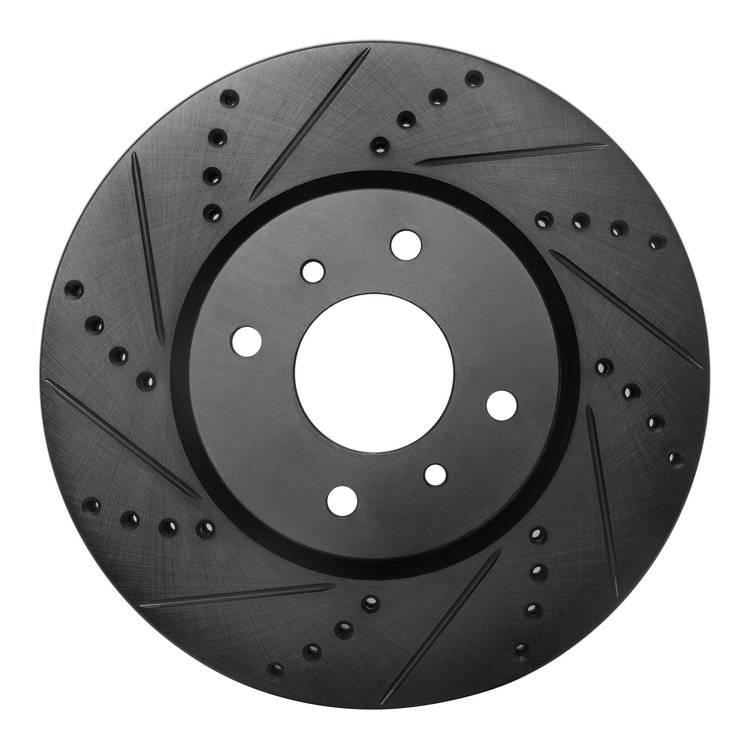 633-67054L Drilled/Slotted Brake Rotor [Black], 2004-2006 Infiniti/Nissan, Position: Front Left