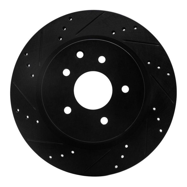 633-67055L Drilled/Slotted Brake Rotor [Black], Fits Select Infiniti/Nissan, Position: Rear Left