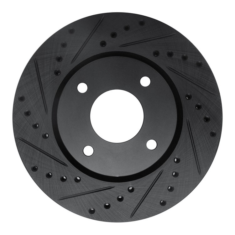 633-67056L Drilled/Slotted Brake Rotor [Black], 2007-2014 Infiniti/Nissan, Position: Front Left