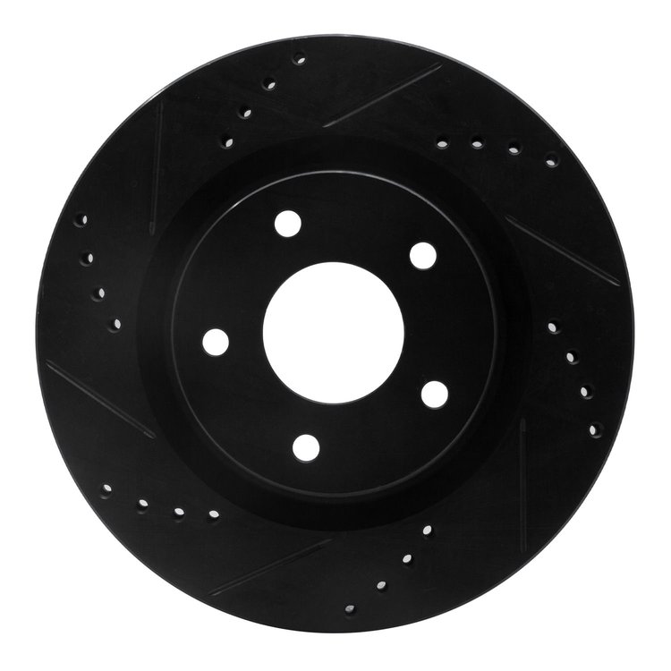 633-67057L Drilled/Slotted Brake Rotor [Black], 2007-2013 Infiniti/Nissan, Position: Front Left