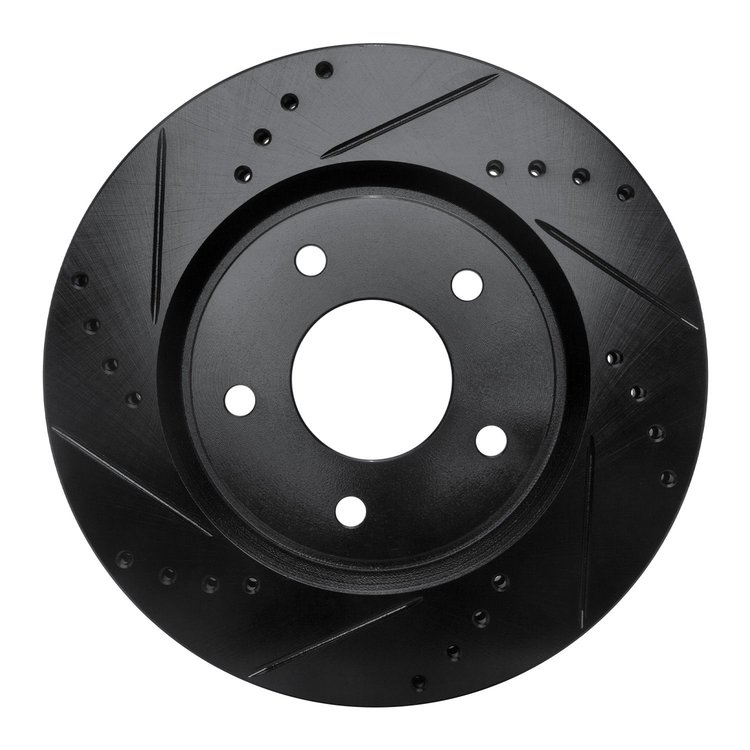 633-67058L Drilled/Slotted Brake Rotor [Black], 2007-2015 Infiniti/Nissan, Position: Front Left