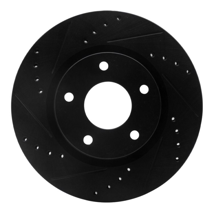 633-67064L Drilled/Slotted Brake Rotor [Black], 2013-2019 Infiniti/Nissan, Position: Front Left