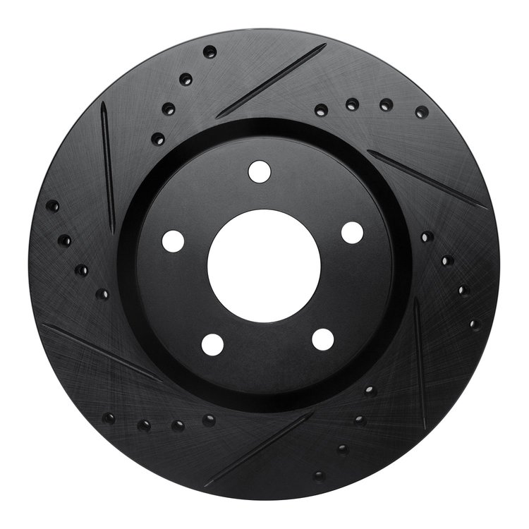 633-67066L Drilled/Slotted Brake Rotor [Black], Fits Select Infiniti/Nissan, Position: Front Left