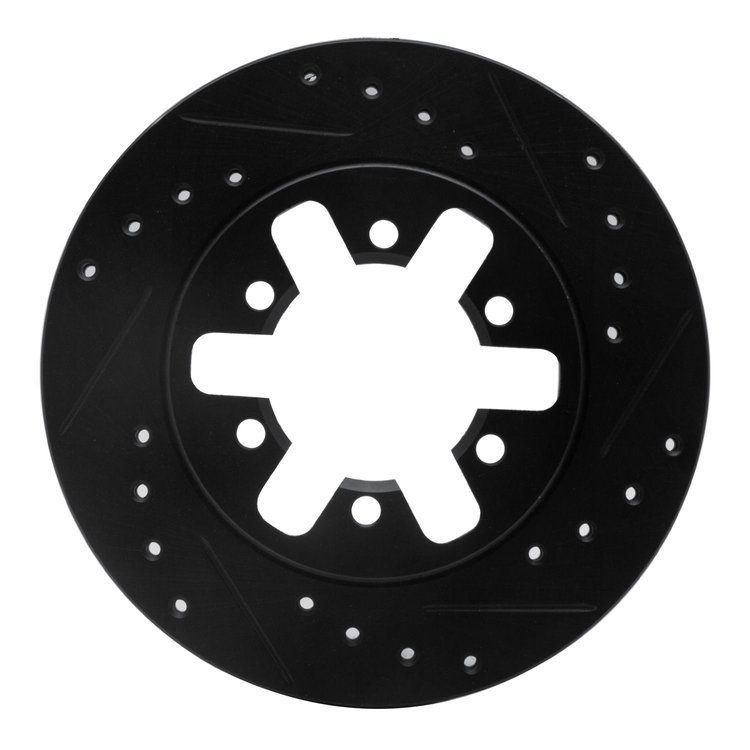 633-67077L Drilled/Slotted Brake Rotor [Black], 1982-1985 Infiniti/Nissan, Position: Front Left