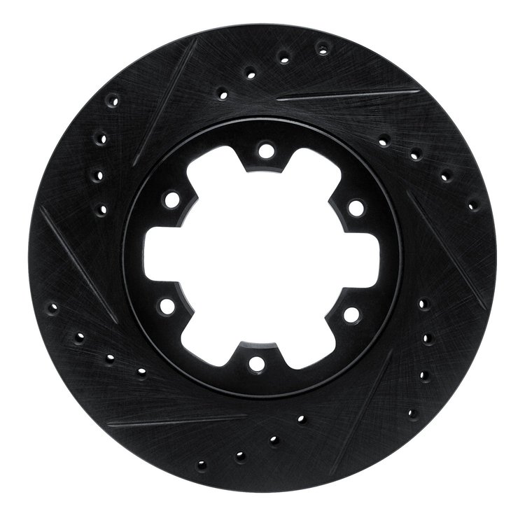 633-67080L Drilled/Slotted Brake Rotor [Black], 1985-2002 Infiniti/Nissan, Position: Front Left