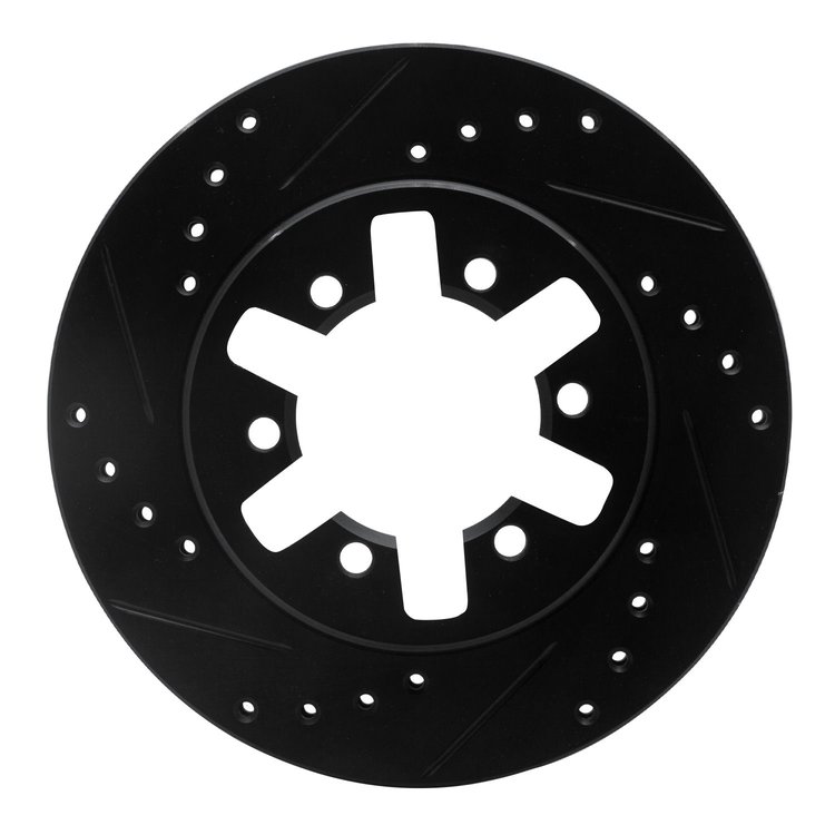 633-67081L Drilled/Slotted Brake Rotor [Black], 1985-1997 Infiniti/Nissan, Position: Front Left