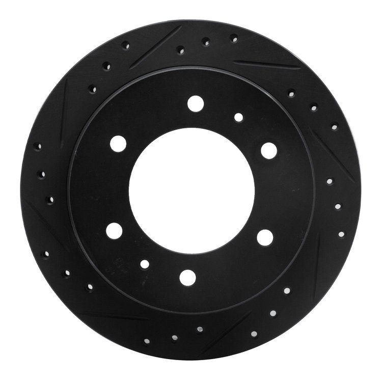 633-67083L Drilled/Slotted Brake Rotor [Black], 1988-1995 Infiniti/Nissan, Position: Rear Left