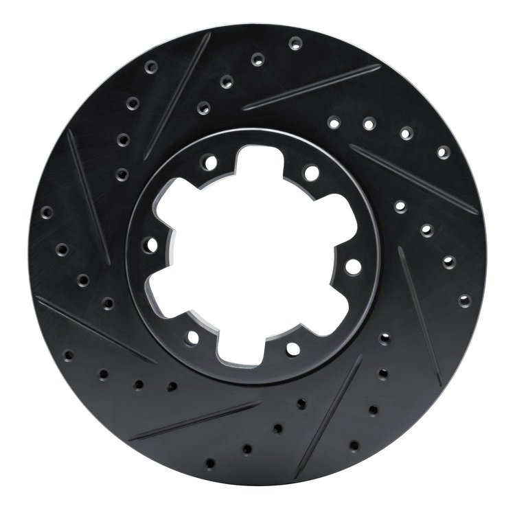 633-67084L Drilled/Slotted Brake Rotor [Black], 1996-2004 Infiniti/Nissan, Position: Front Left