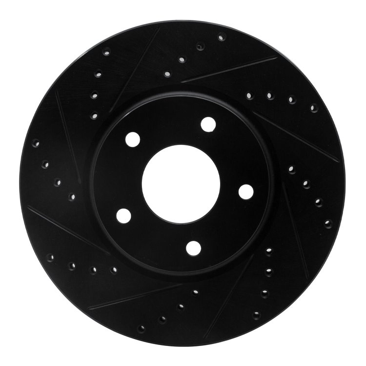 633-67087L Drilled/Slotted Brake Rotor [Black], 2002-2017 Infiniti/Nissan, Position: Front Left