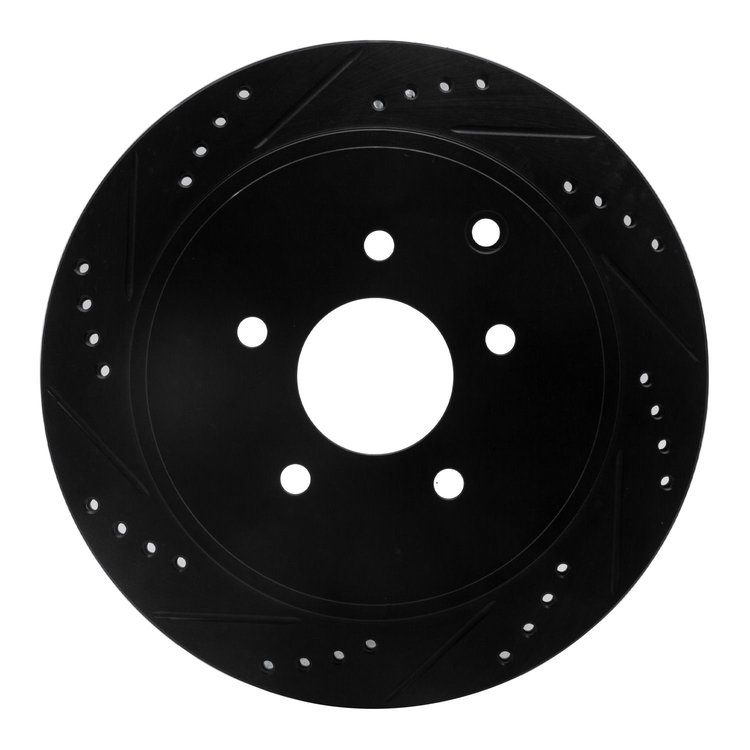 633-67089L Drilled/Slotted Brake Rotor [Black], Fits Select Infiniti/Nissan, Position: Rear Left