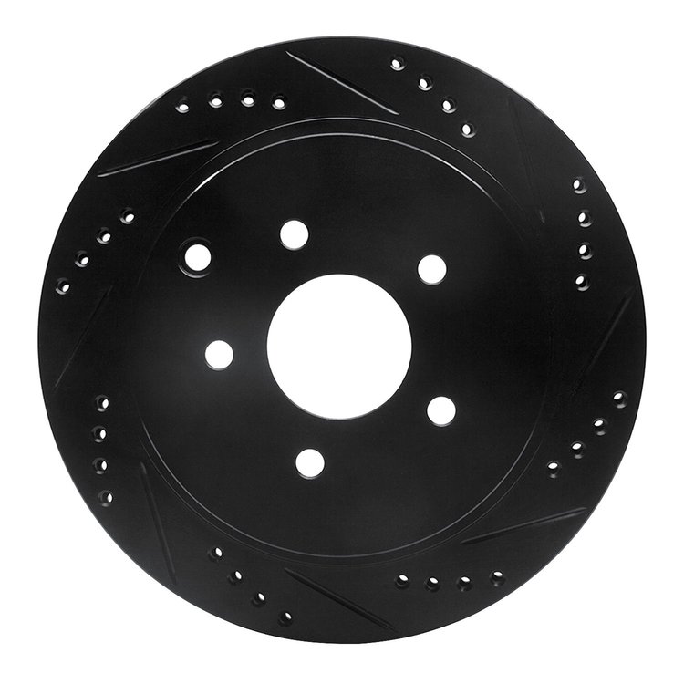 633-67089R Drilled/Slotted Brake Rotor [Black], Fits Select Infiniti/Nissan, Position: Rear Right