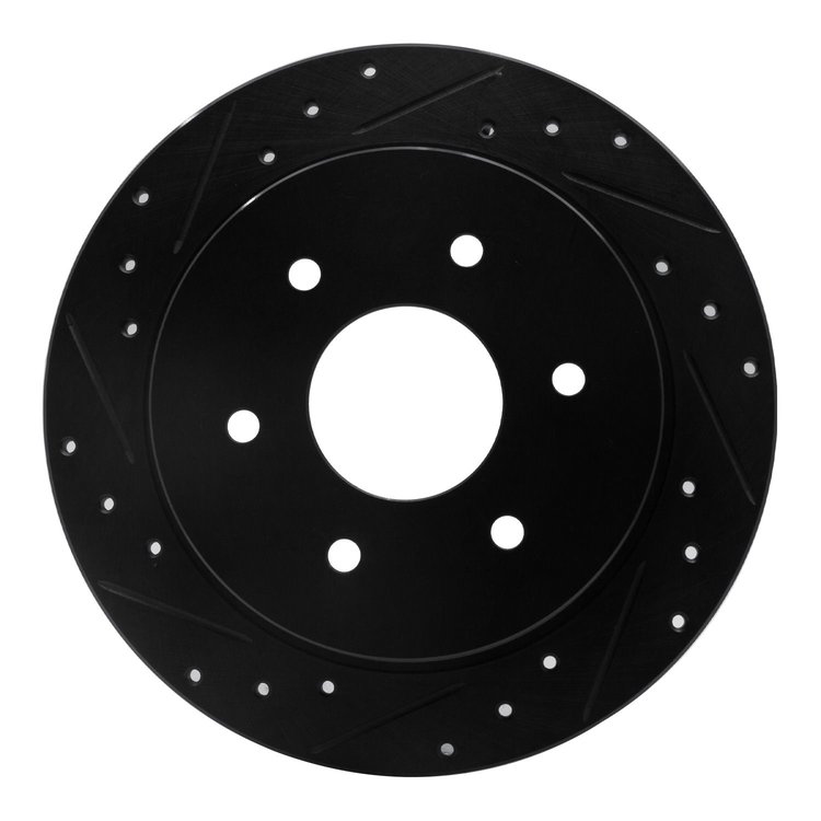 633-67090L Drilled/Slotted Brake Rotor [Black], 2004-2015 Infiniti/Nissan, Position: Rear Left