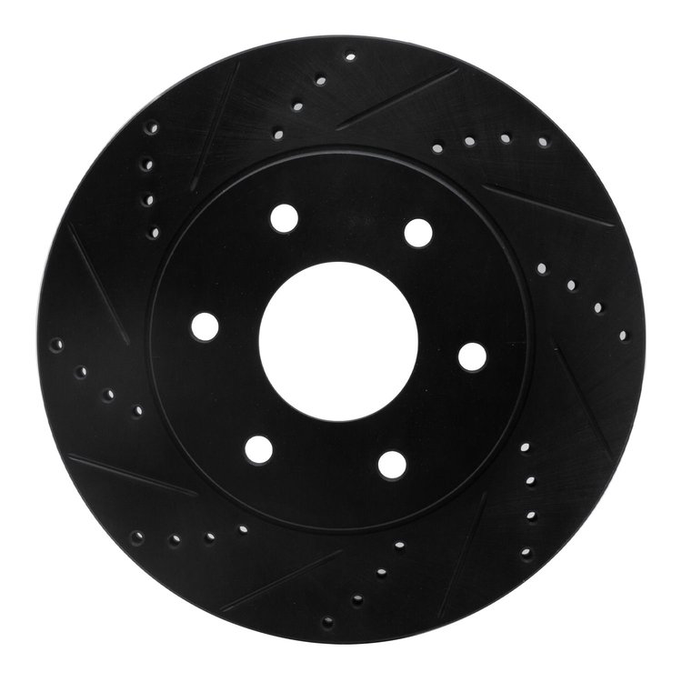 633-67091L Drilled/Slotted Brake Rotor [Black], 2004-2005 Infiniti/Nissan, Position: Front Left