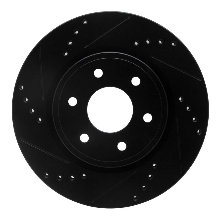 633-67092L Drilled/Slotted Brake Rotor [Black], Fits Select Multiple Makes/Models, Position: Front Left