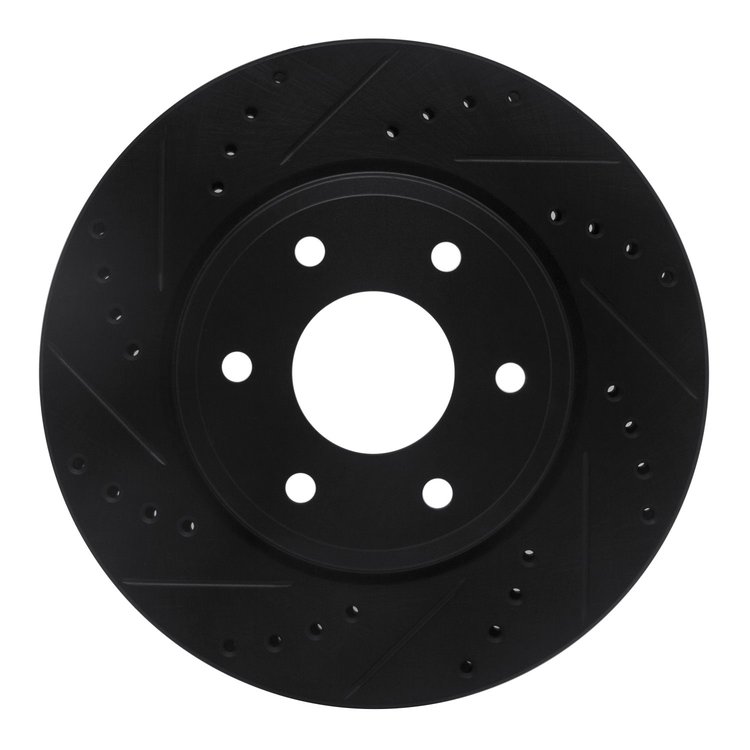 633-67095L Drilled/Slotted Brake Rotor [Black], 2005-2021 Multiple Makes/Models, Position: Front Left