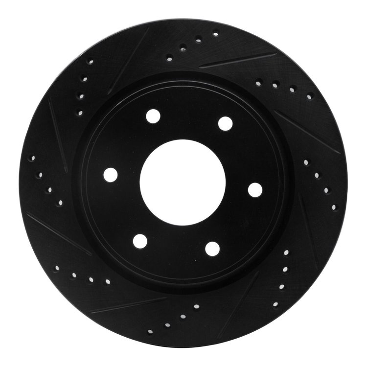 633-67096L Drilled/Slotted Brake Rotor [Black], 2005-2007 Infiniti/Nissan, Position: Front Left