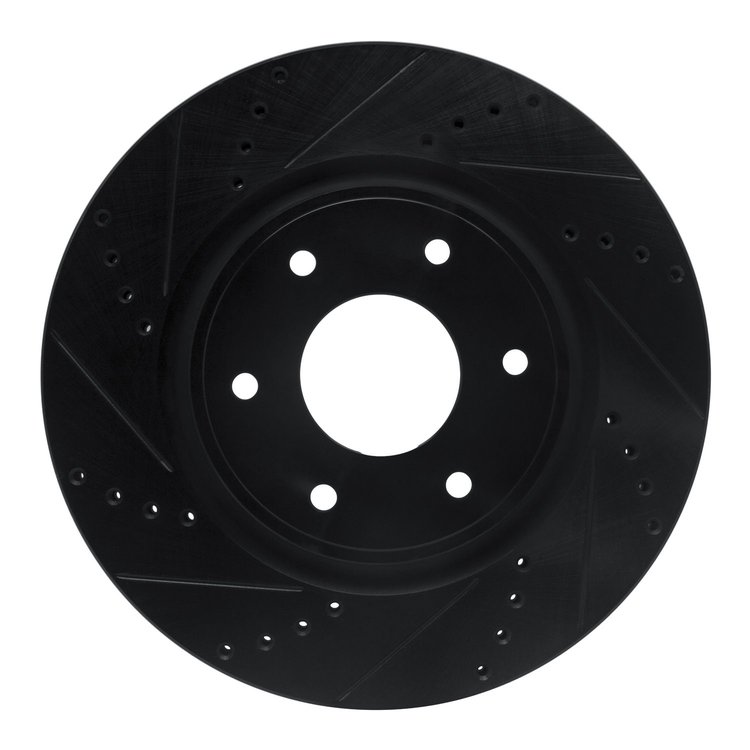 633-67097L Drilled/Slotted Brake Rotor [Black], 2005-2007 Infiniti/Nissan, Position: Front Left