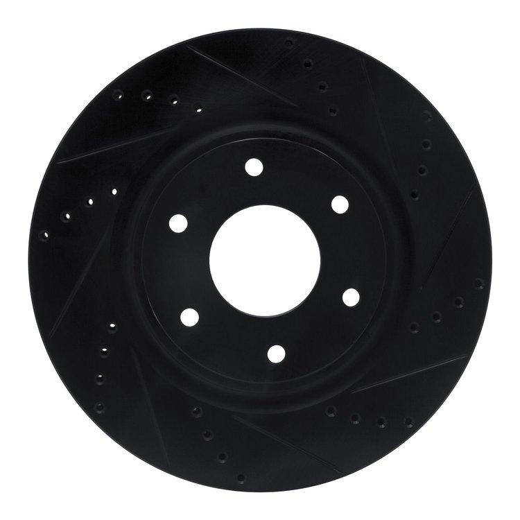 633-67097R Drilled/Slotted Brake Rotor [Black], 2005-2007 Infiniti/Nissan, Position: Front Right