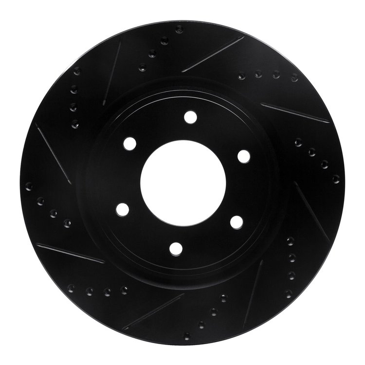 633-67098L Drilled/Slotted Brake Rotor [Black], Fits Select Infiniti/Nissan, Position: Front Left