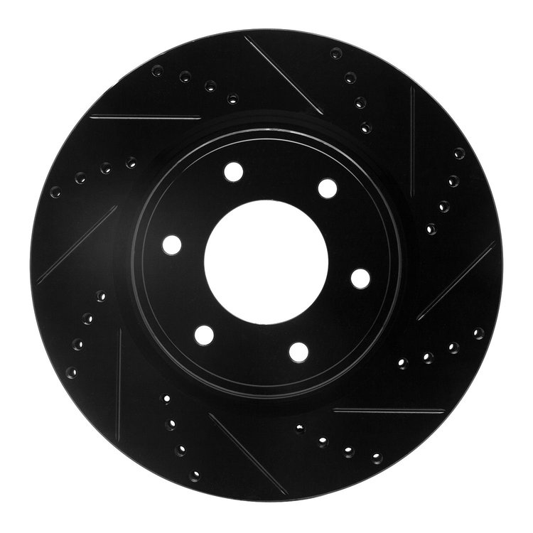 633-67098R Drilled/Slotted Brake Rotor [Black], Fits Select Infiniti/Nissan, Position: Front Right