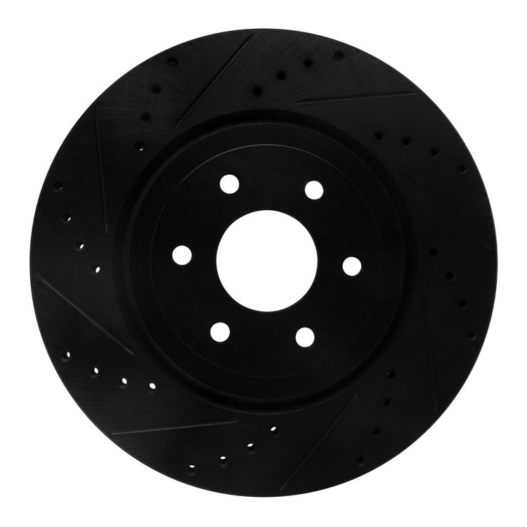 633-67099L Drilled/Slotted Brake Rotor [Black], 2008-2011 Infiniti/Nissan, Position: Front Left