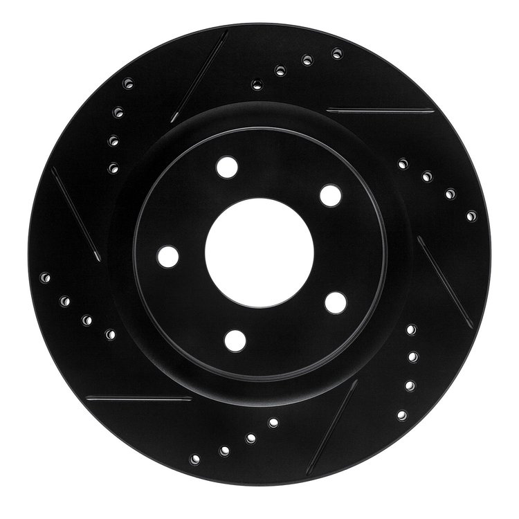633-67100L Drilled/Slotted Brake Rotor [Black], 2011-2019 Infiniti/Nissan, Position: Front Left